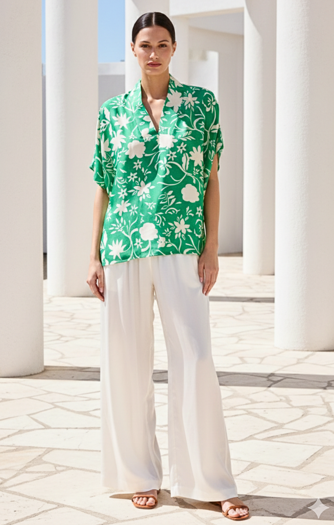 Inez Satin V-Neck Top