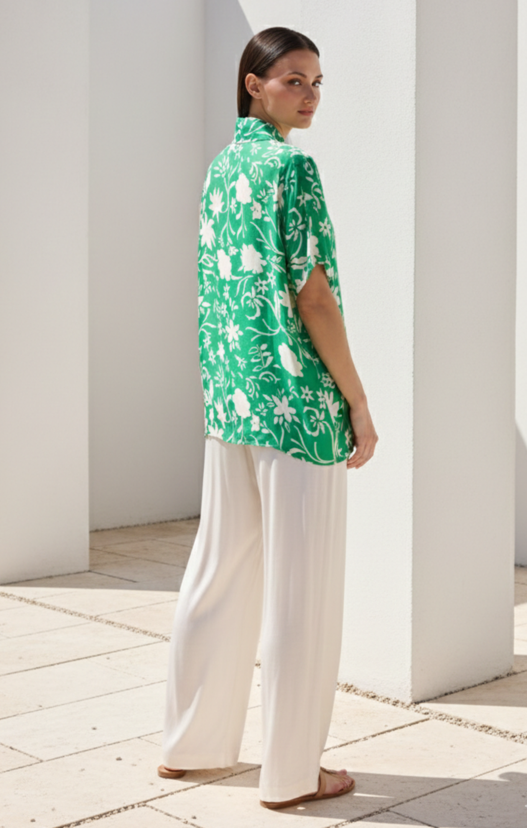 Inez Satin V-Neck Top