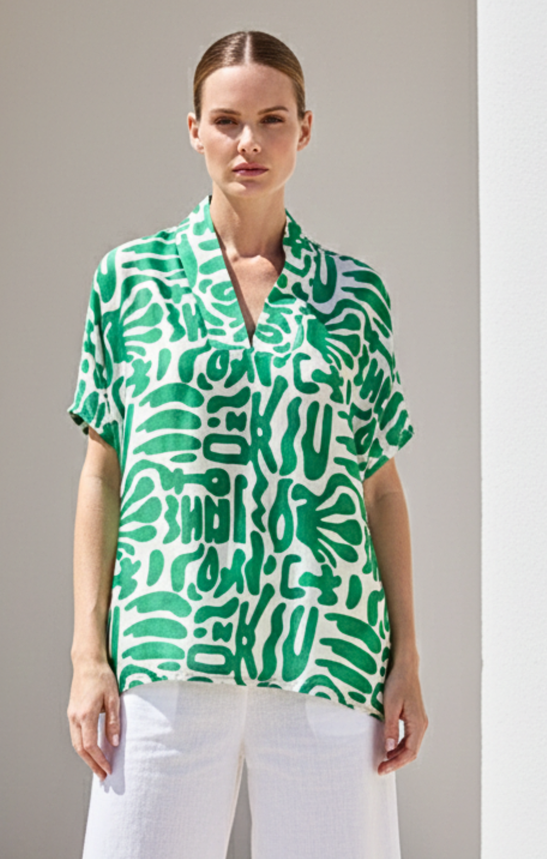 Inez Satin V-Neck Top