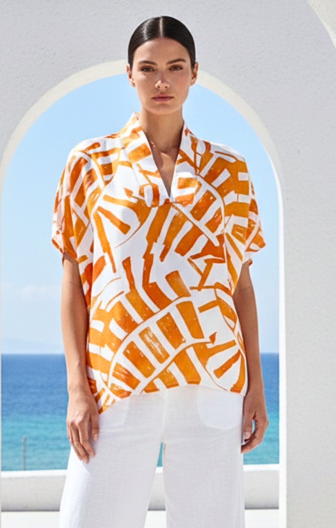 Inez Satin V-Neck Top