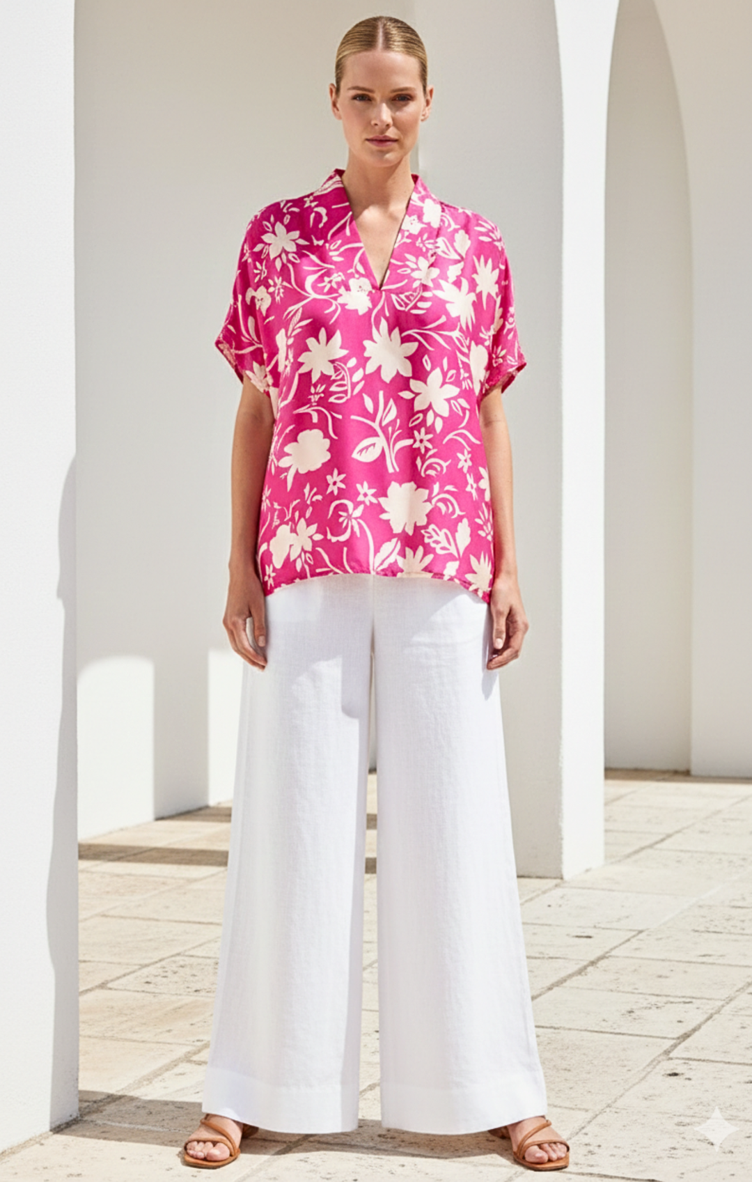 Inez Satin V-Neck Top