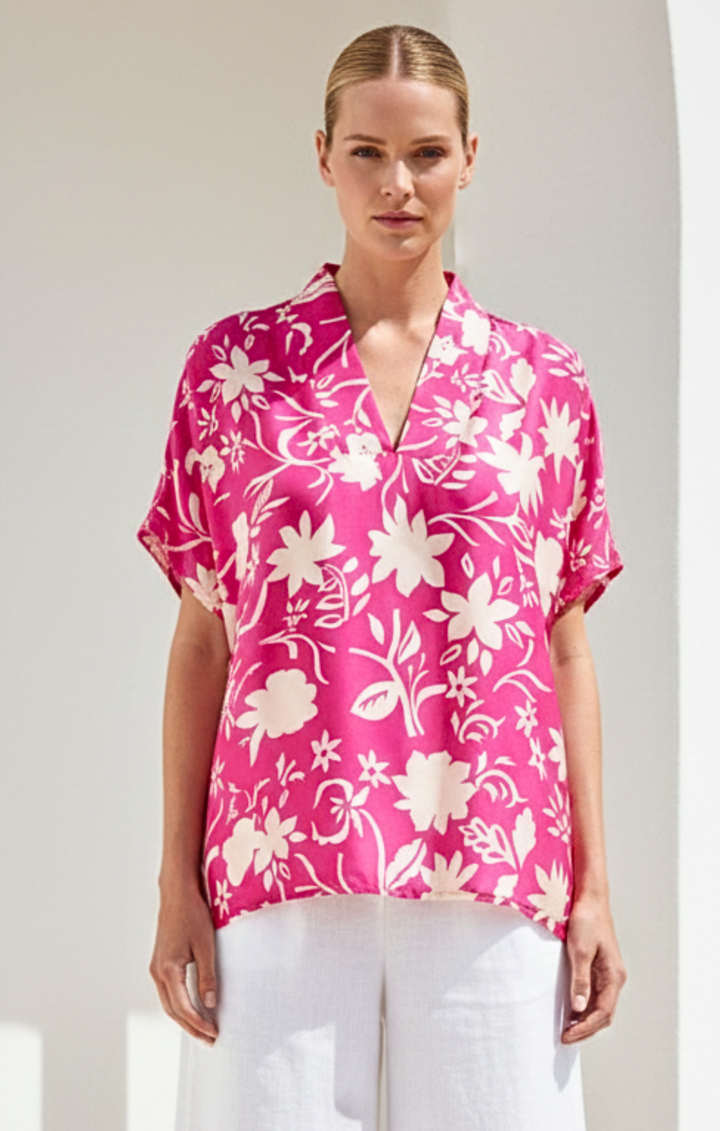 Inez Satin V-Neck Top