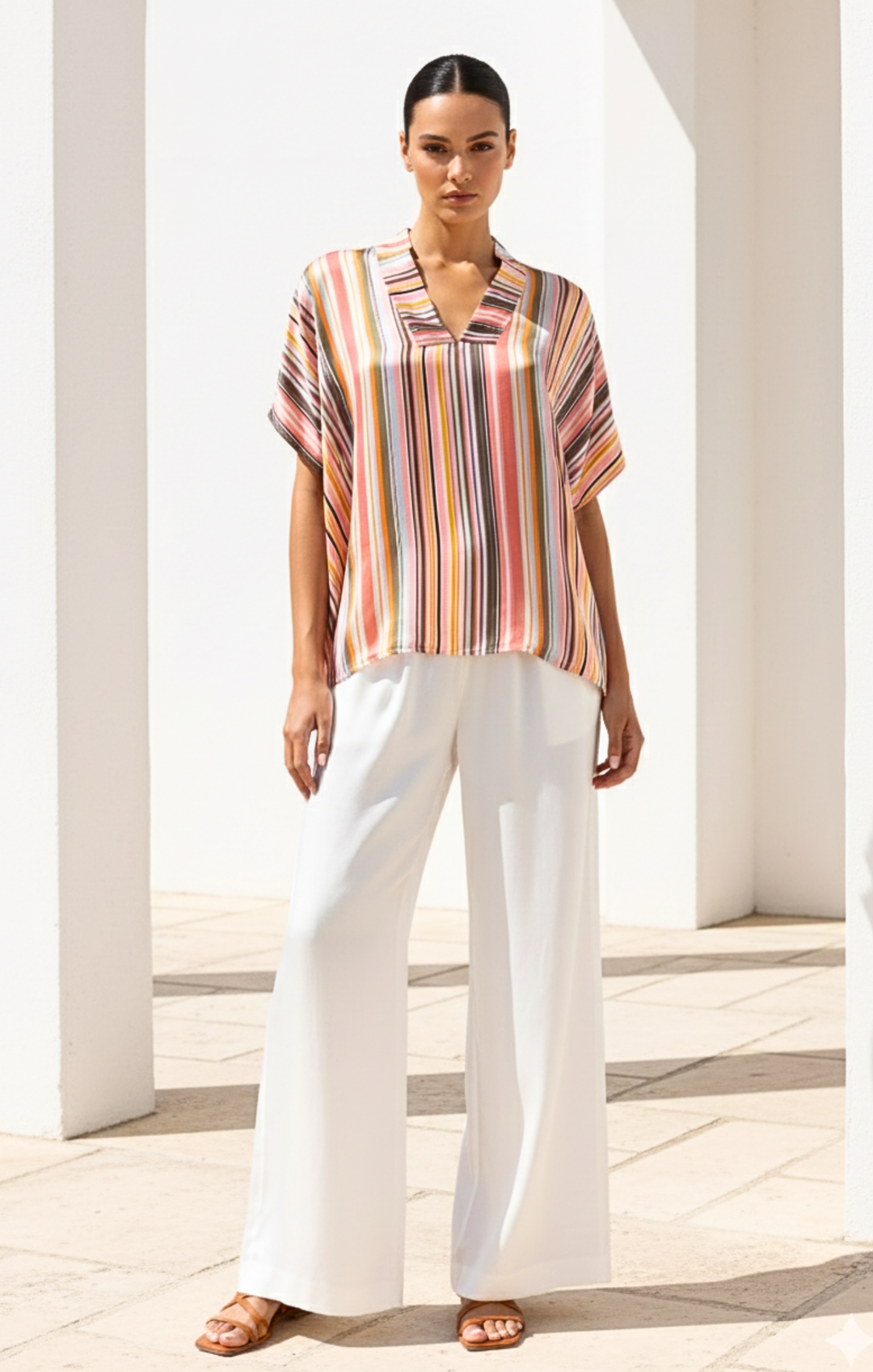 Inez Satin V-Neck Top