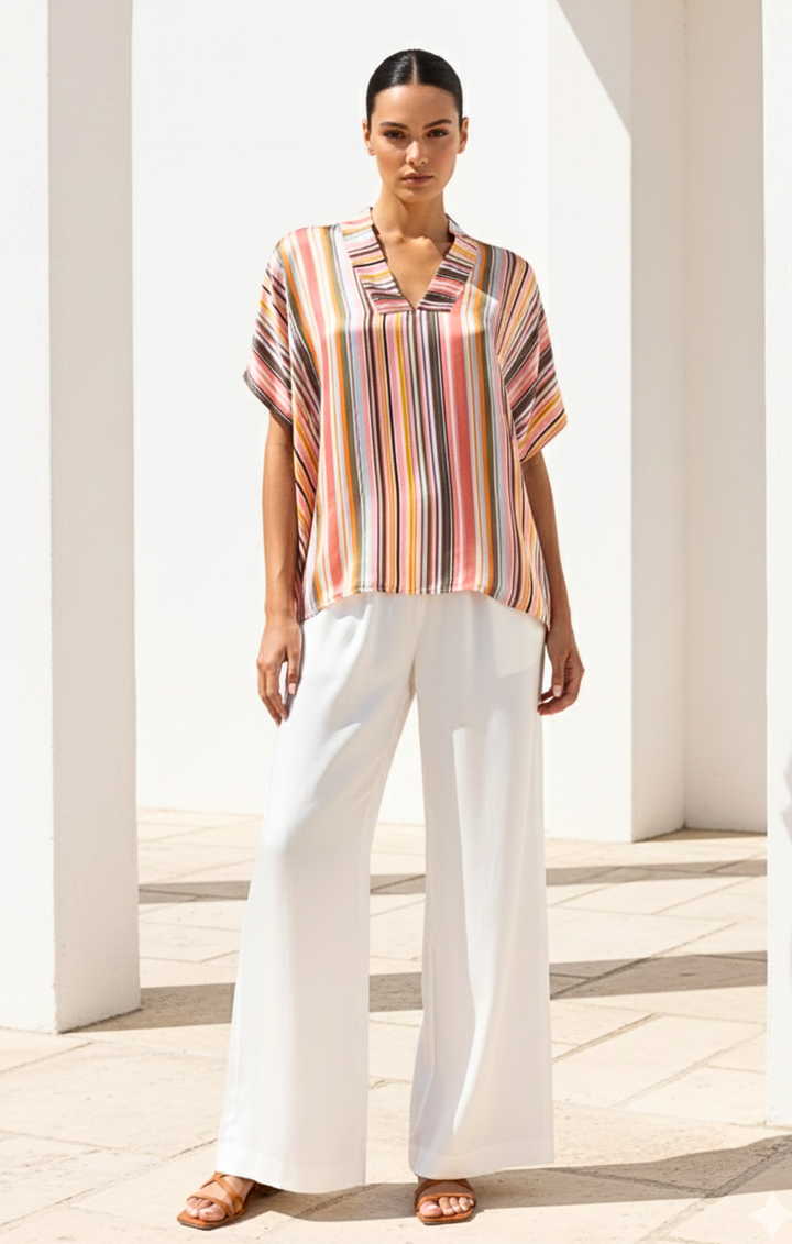 Inez Satin V-Neck Top