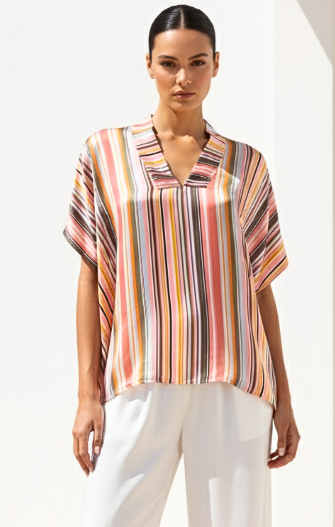 Inez Satin V-Neck Top