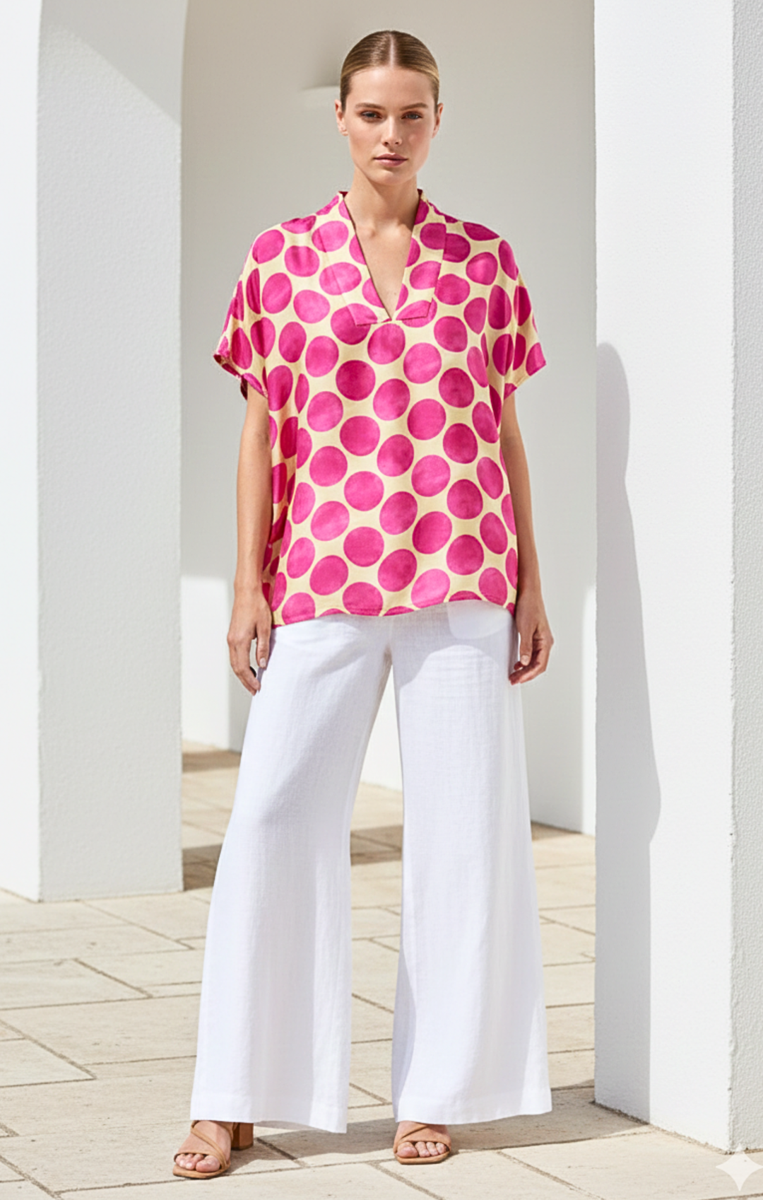 Inez Satin V-Neck Top