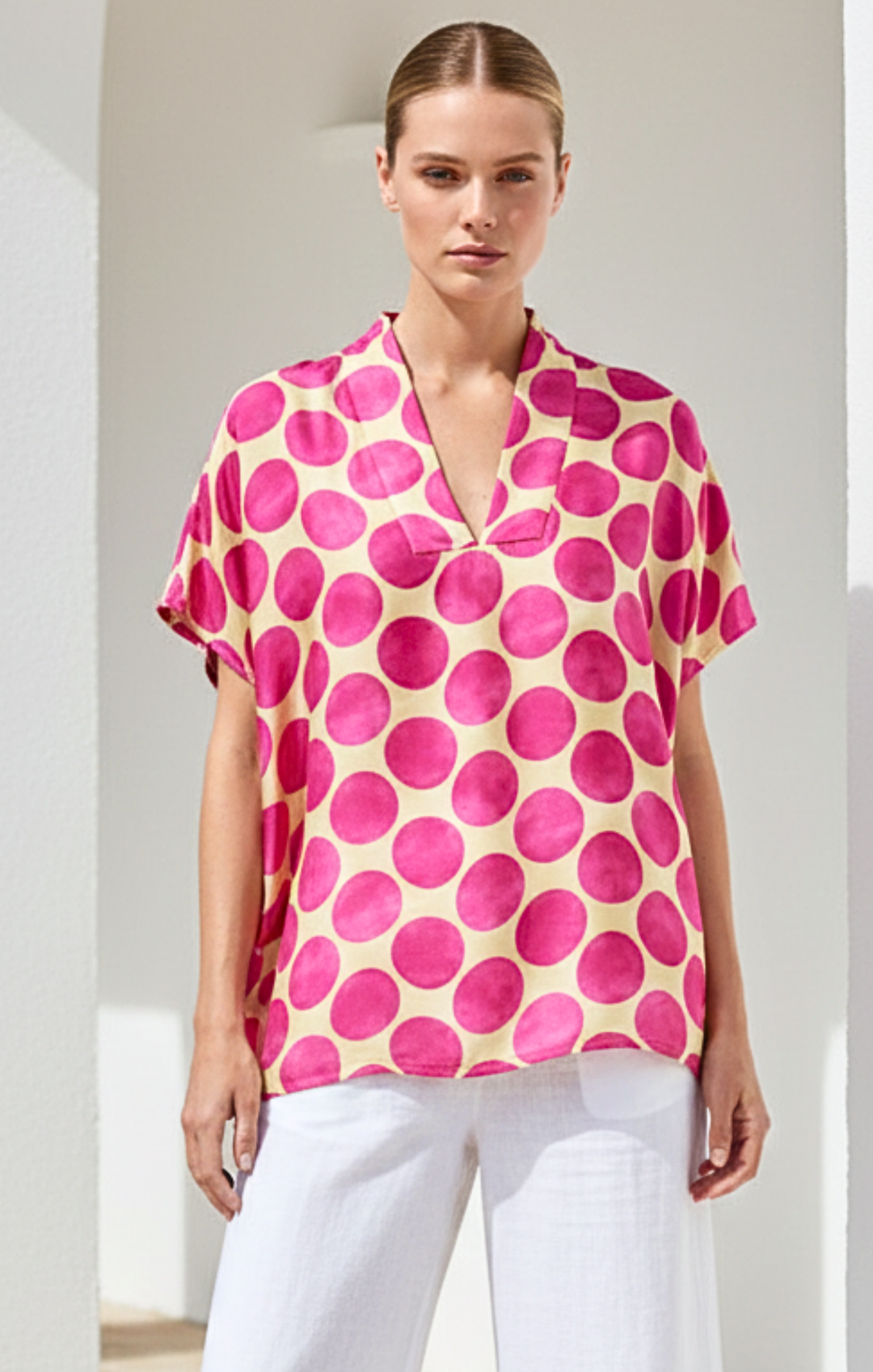 Inez Satin V-Neck Top