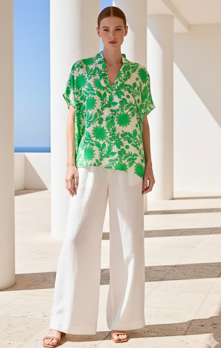 Inez Satin V-Neck Top