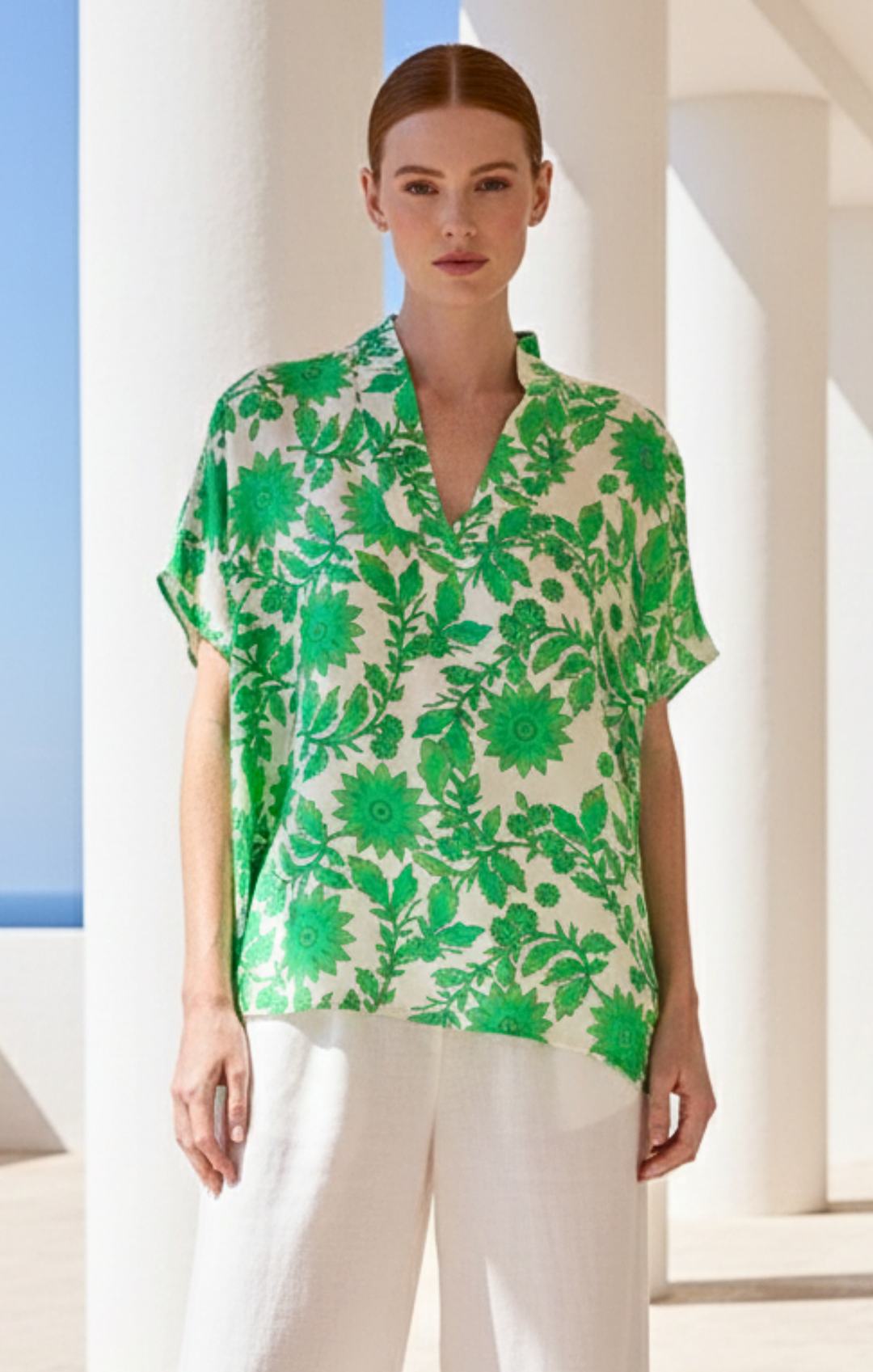 Inez Satin V-Neck Top