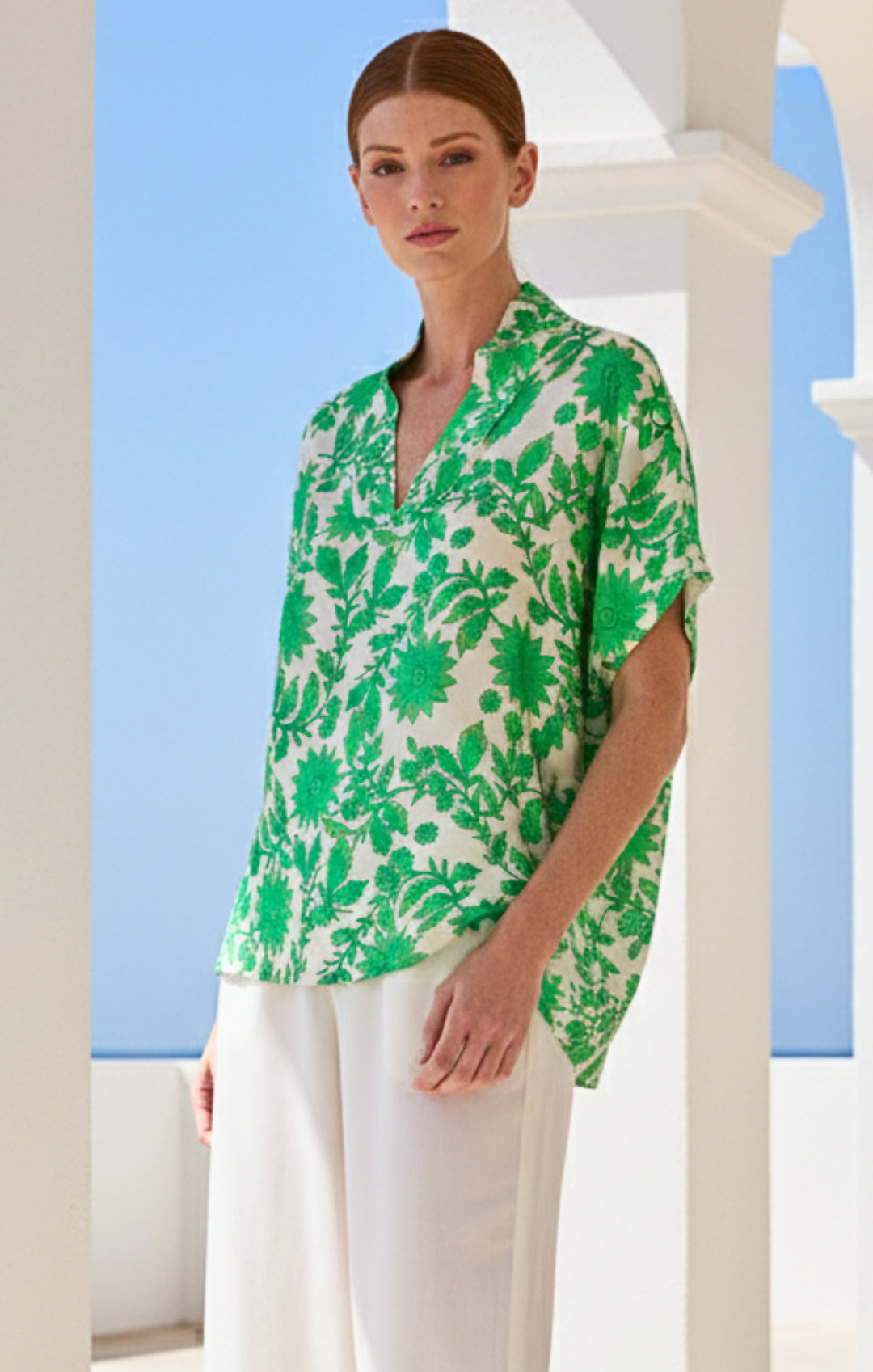 Inez Satin V-Neck Top