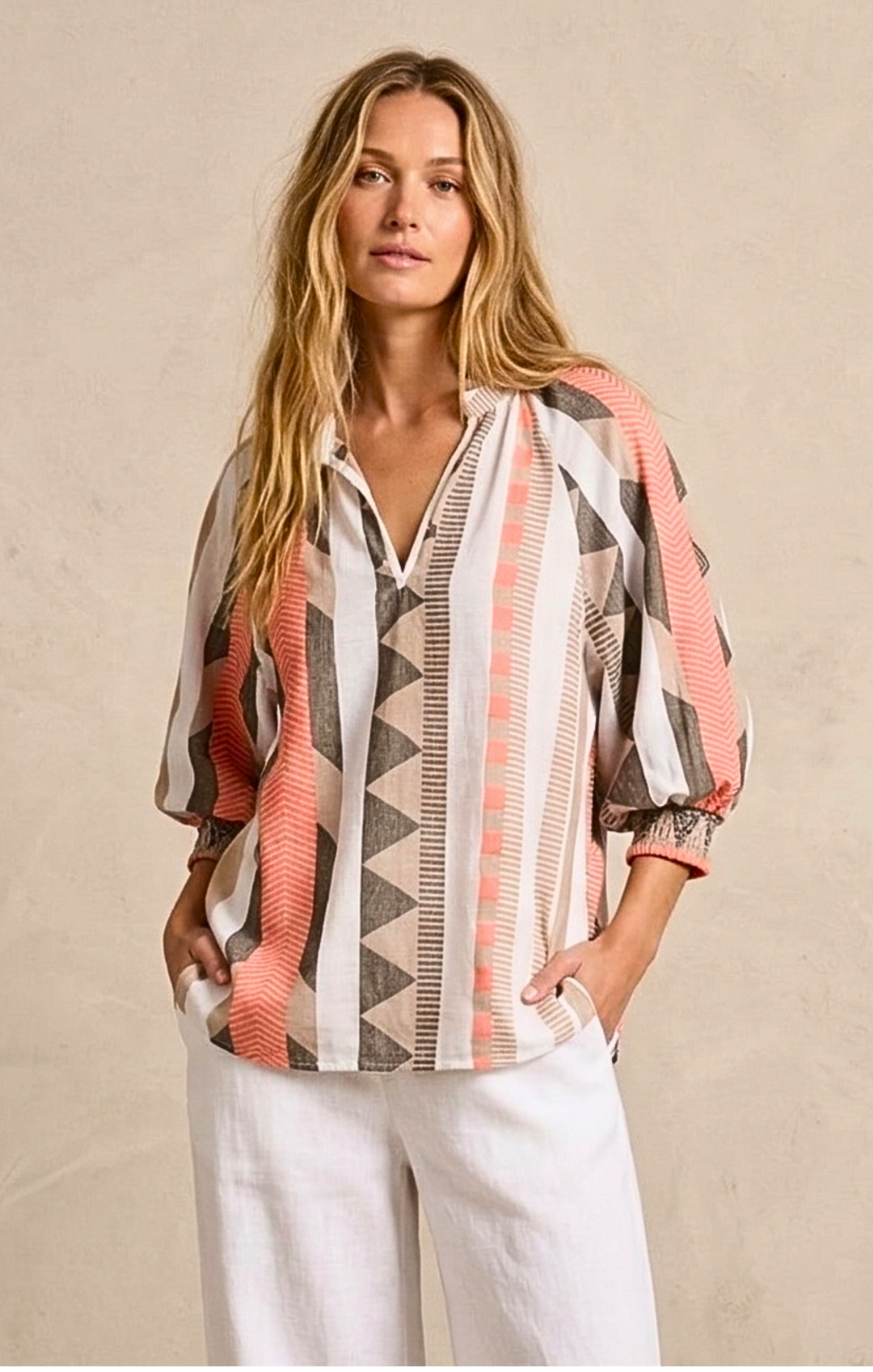 Juliette Boho Chic Jacquard Blouse