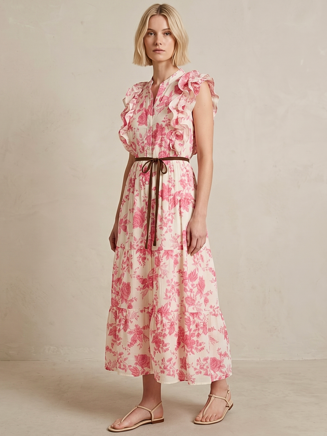 LIZ RUFFLED TIERED MAXI DRESS