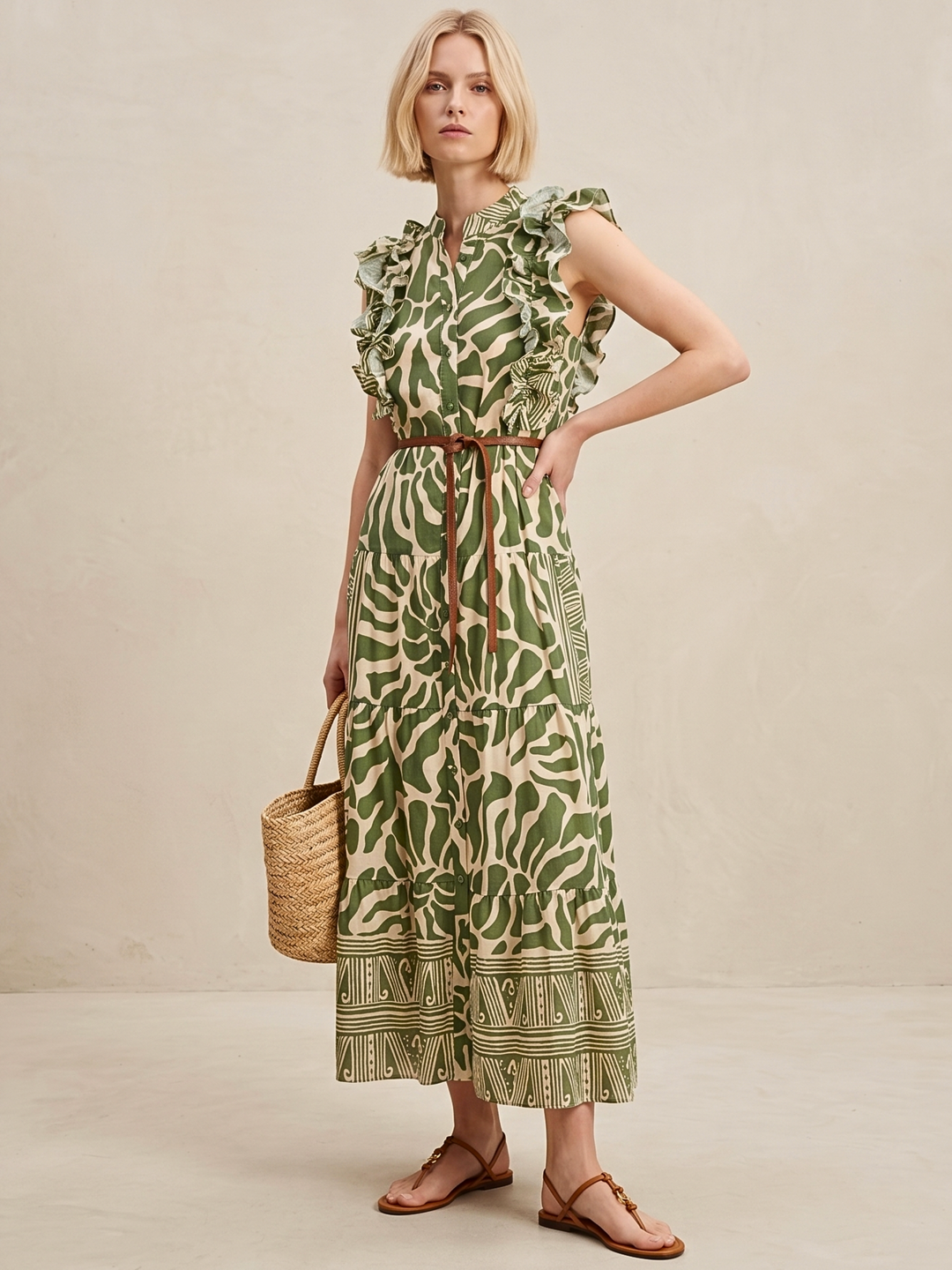 LIZ RUFFLED TIERED MAXI DRESS