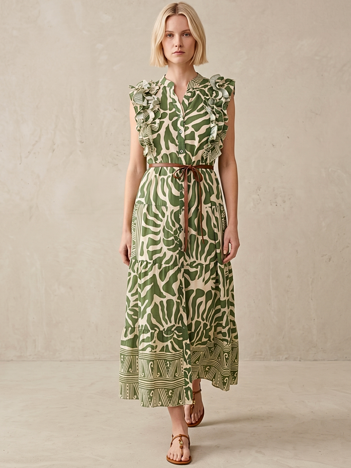LIZ RUFFLED TIERED MAXI DRESS