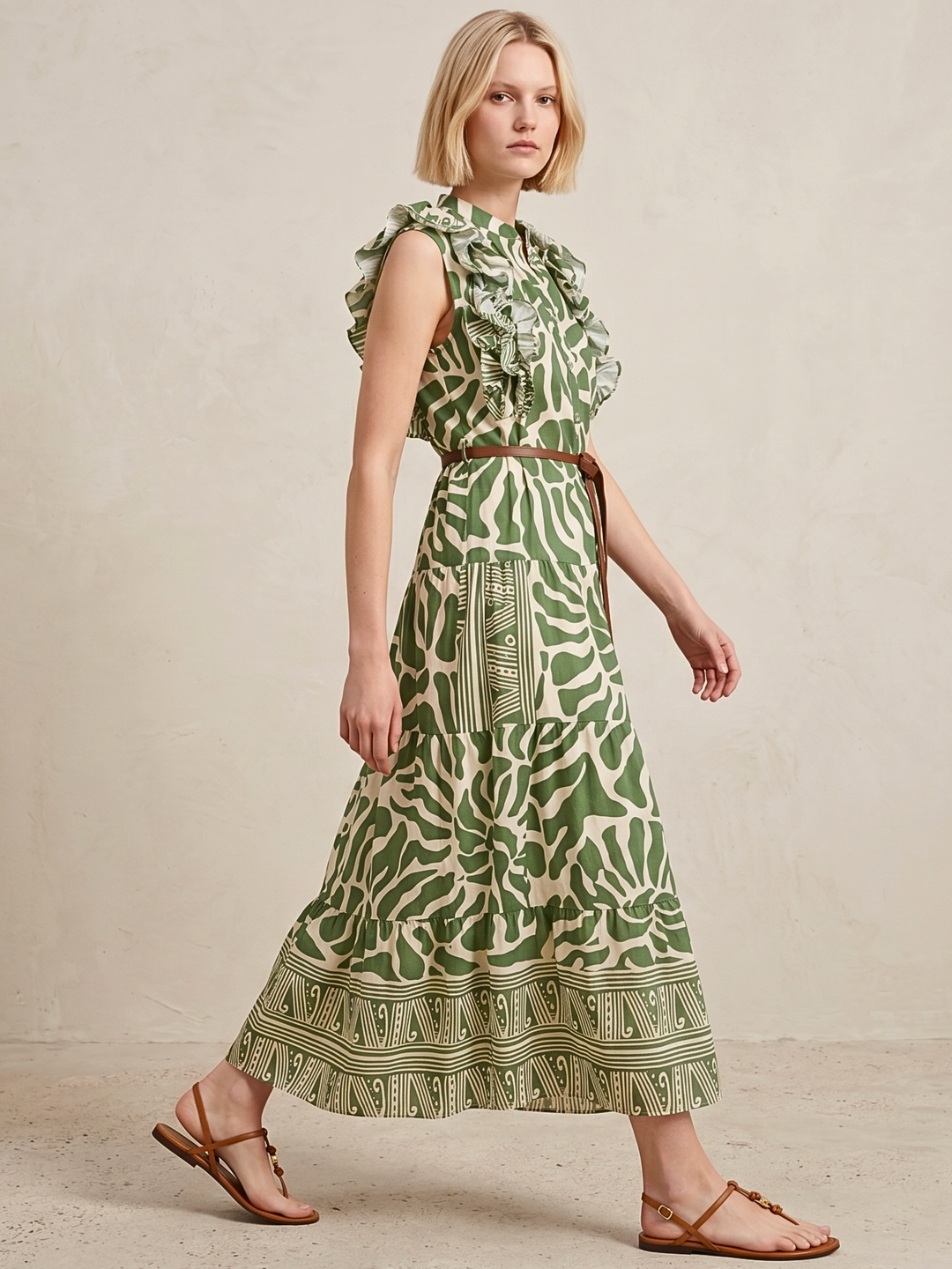 LIZ RUFFLED TIERED MAXI DRESS