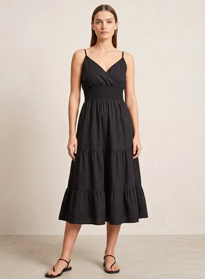 Lucille Smocked Tiered Midi Dress
