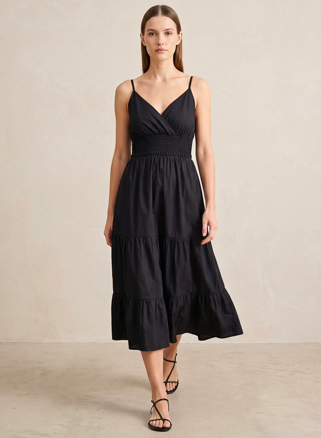 Lucille Smocked Tiered Midi Dress