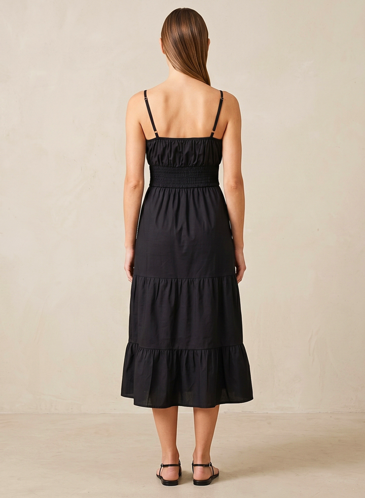Lucille Smocked Tiered Midi Dress
