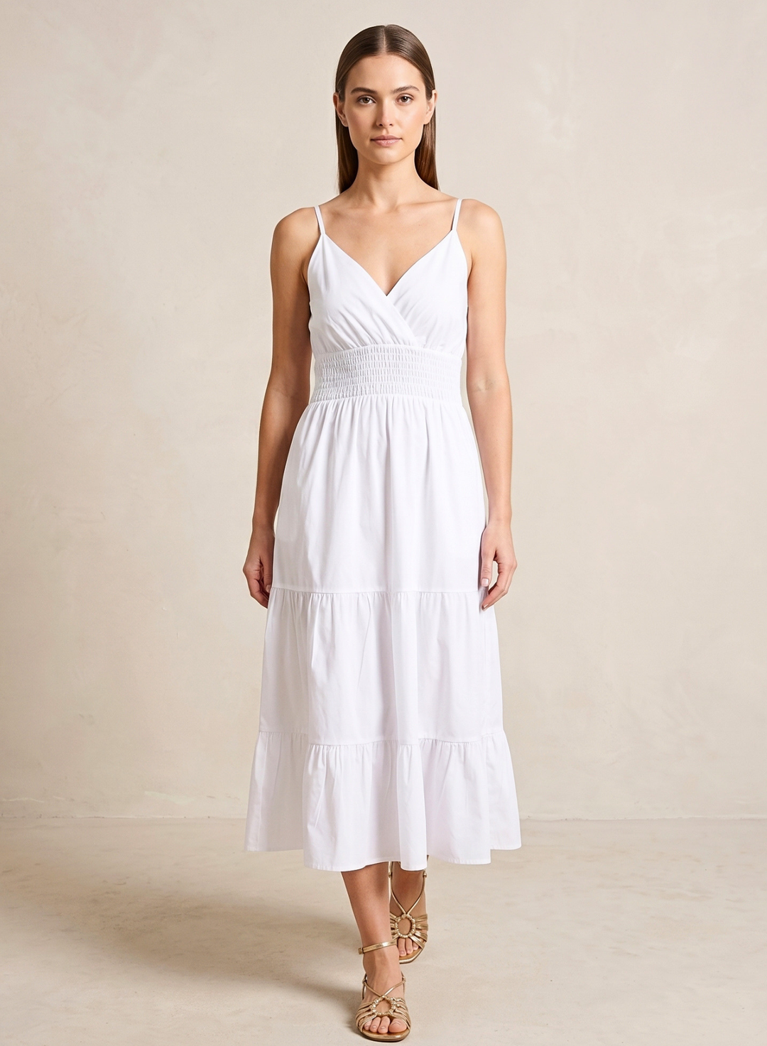 Lucille Smocked Tiered Midi Dress