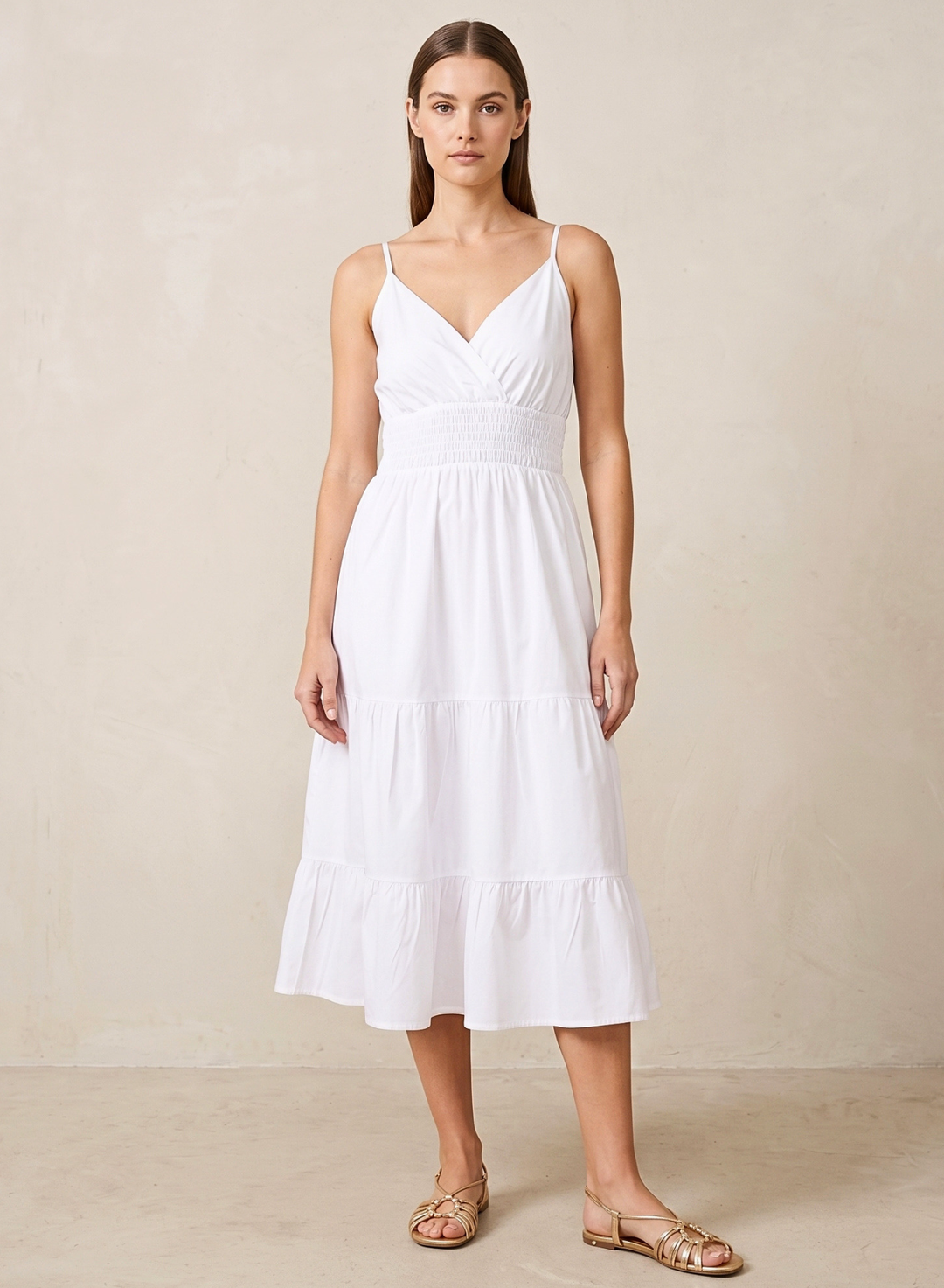 Lucille Smocked Tiered Midi Dress