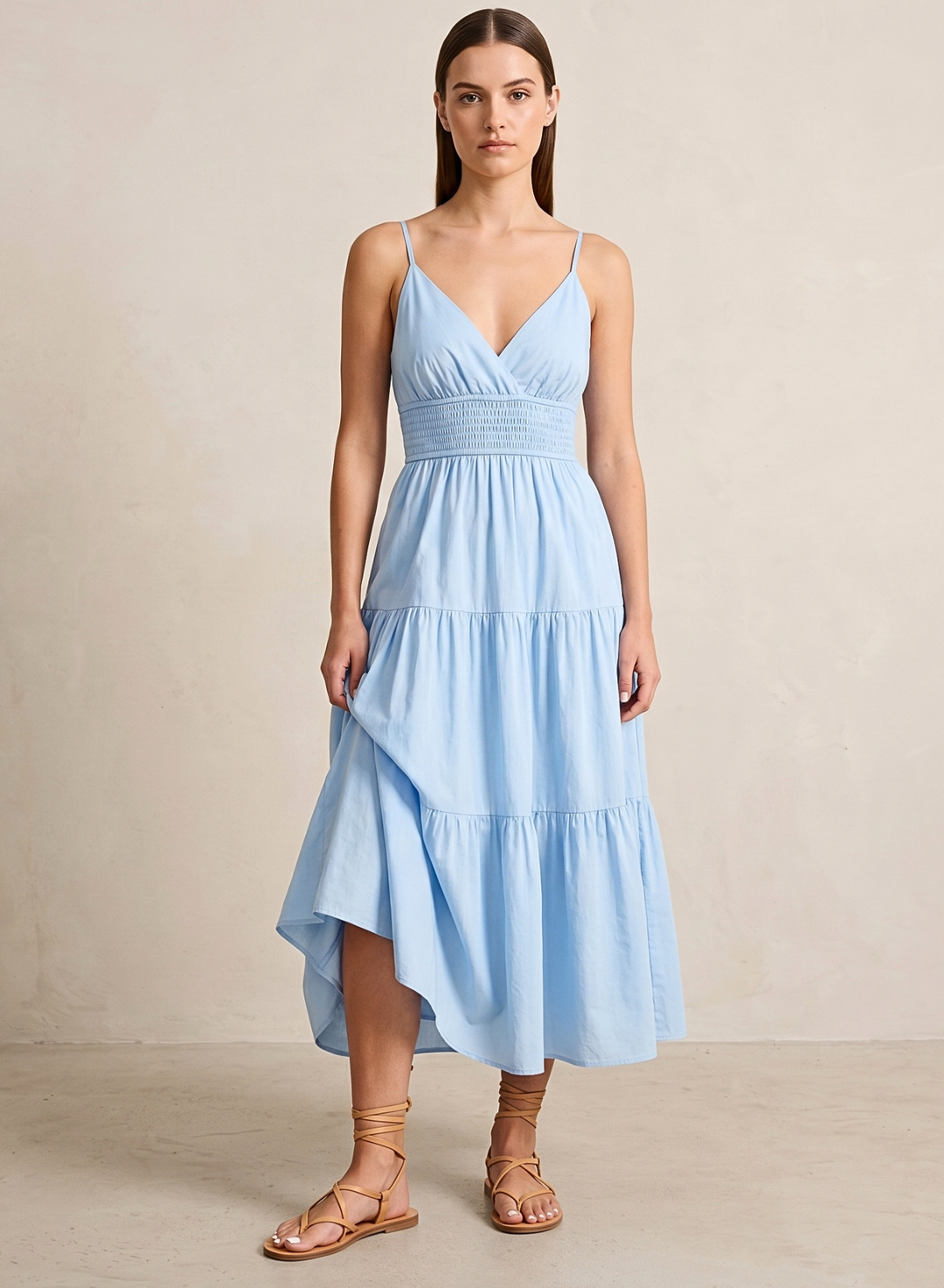 Lucille Smocked Tiered Midi Dress