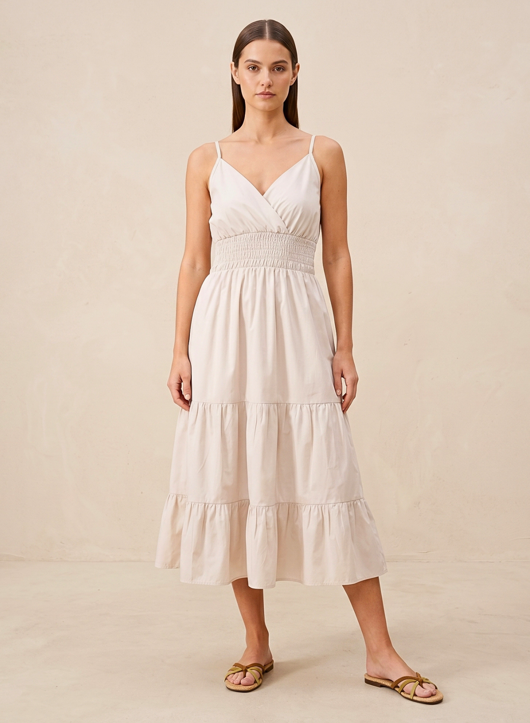 Lucille Smocked Tiered Midi Dress