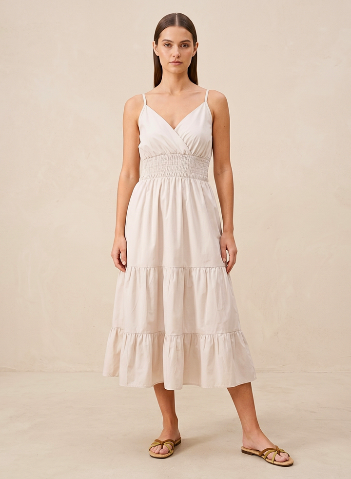 Lucille Smocked Tiered Midi Dress