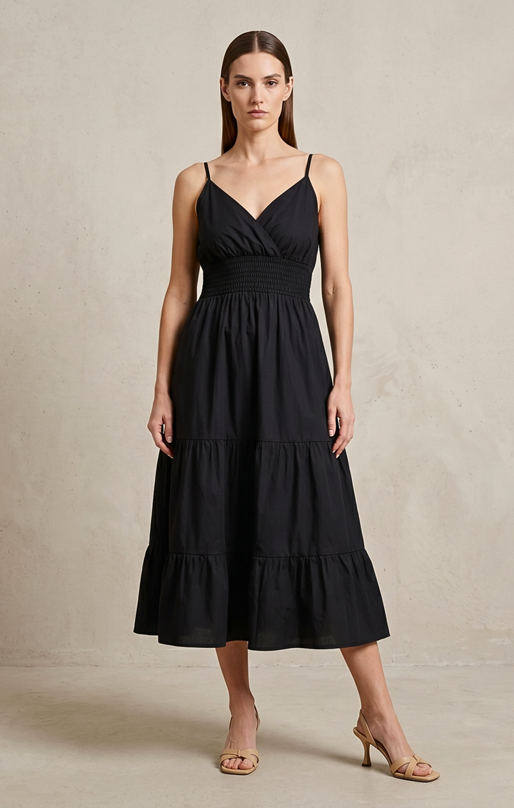 Lucille Smocked Tiered Midi Dress