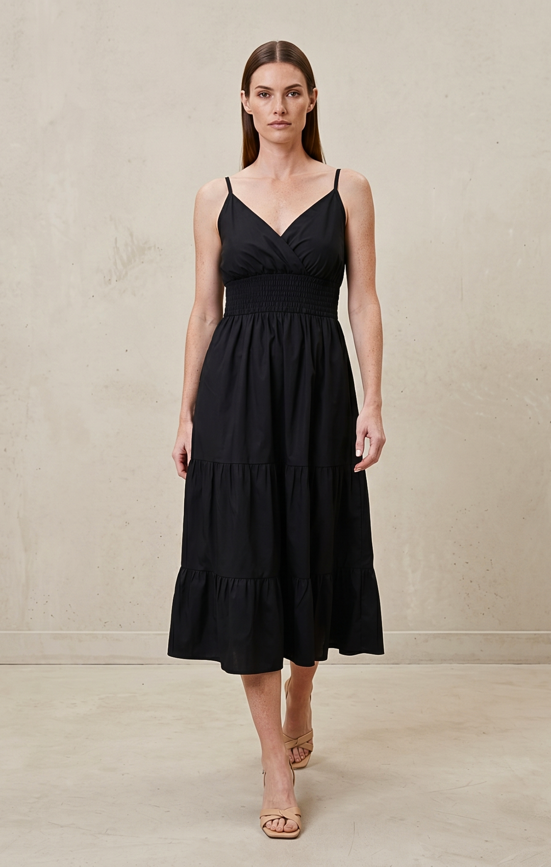 Lucille Smocked Tiered Midi Dress