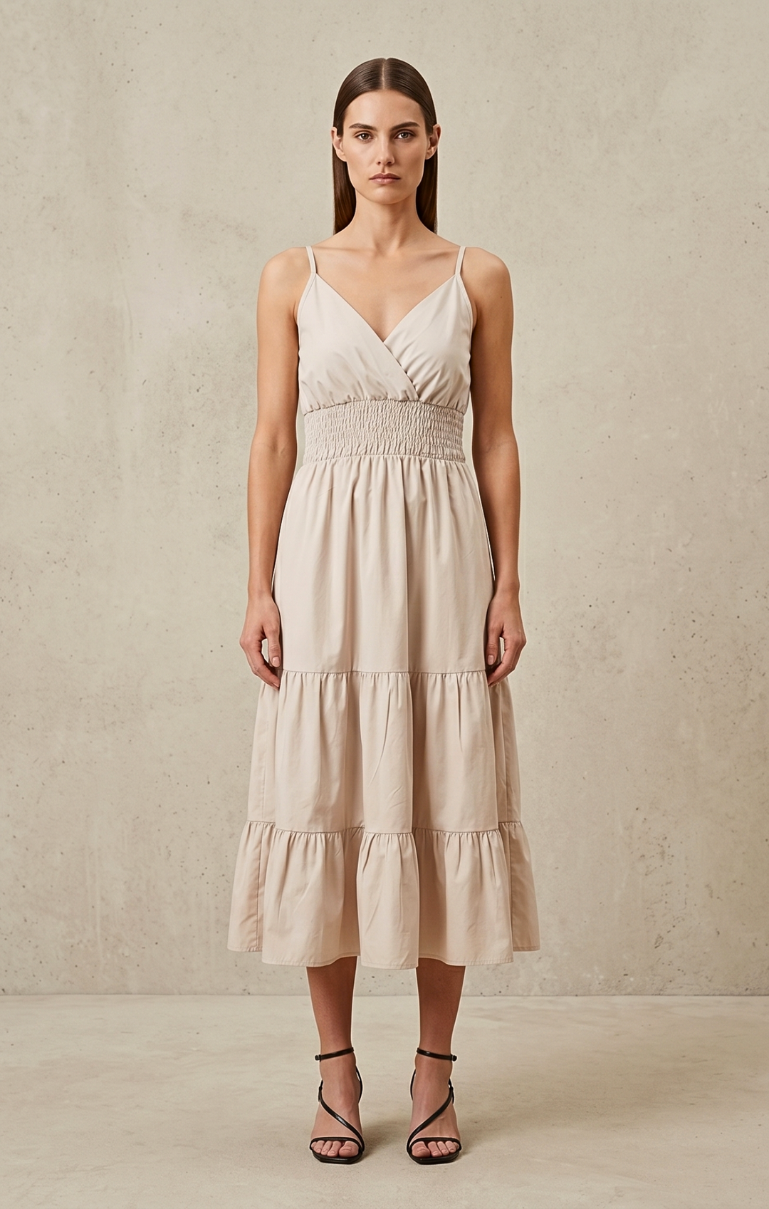 Lucille Smocked Tiered Midi Dress