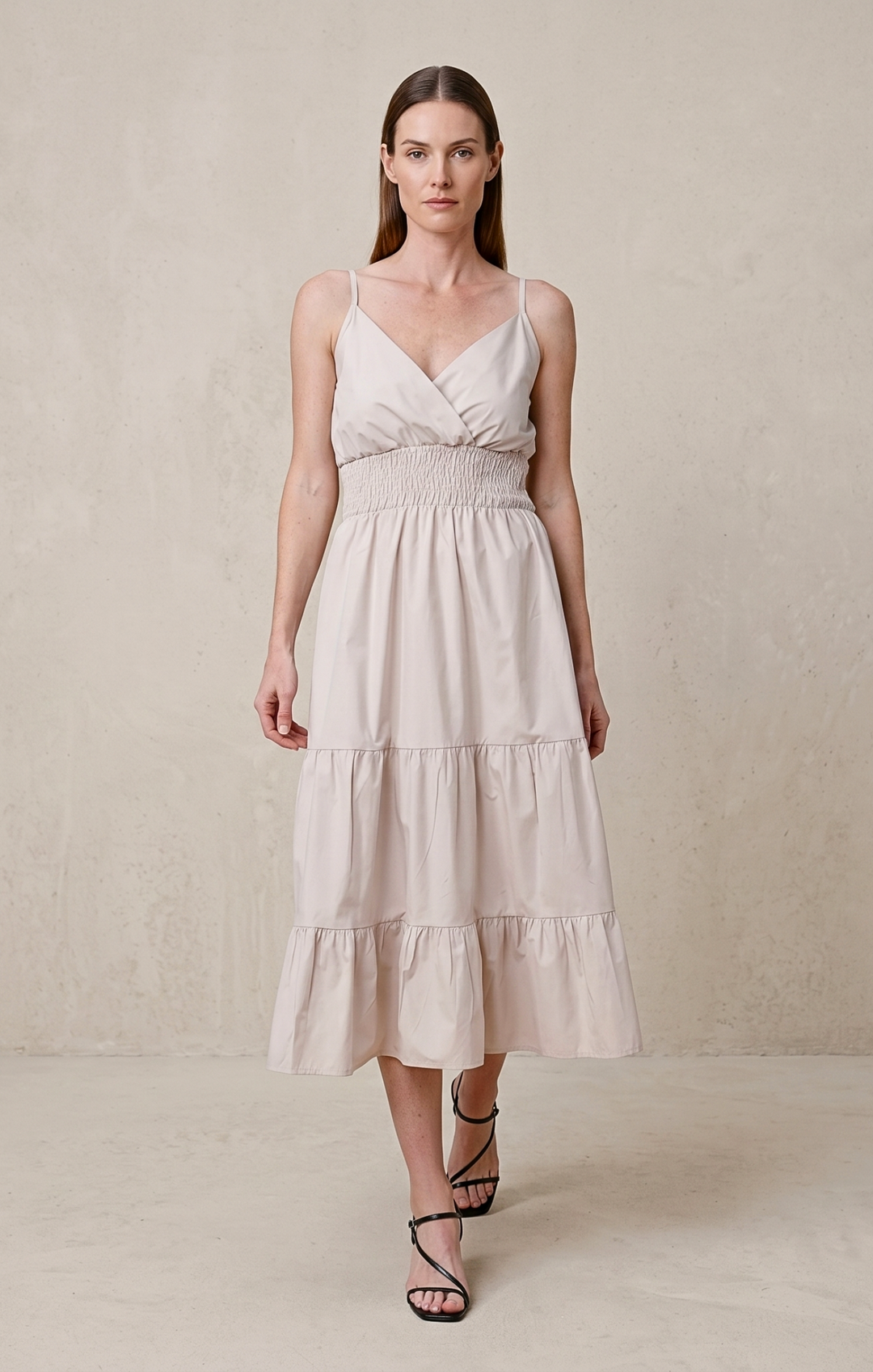 Lucille Smocked Tiered Midi Dress