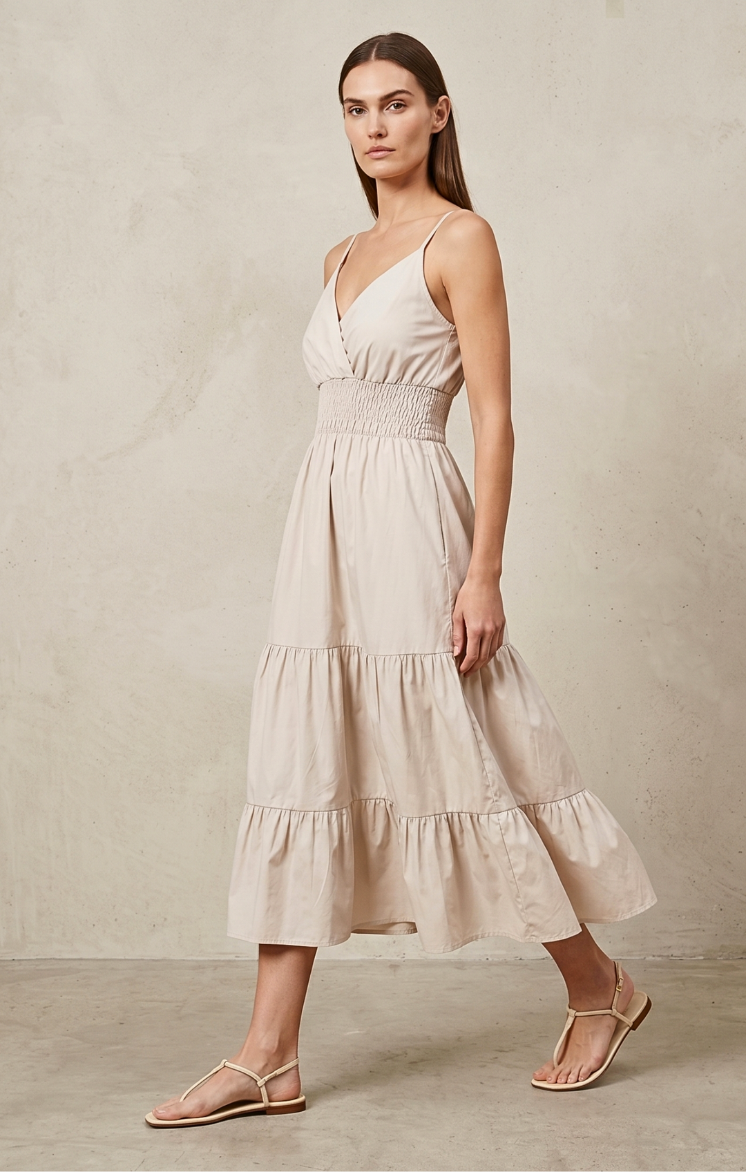 Lucille Smocked Tiered Midi Dress