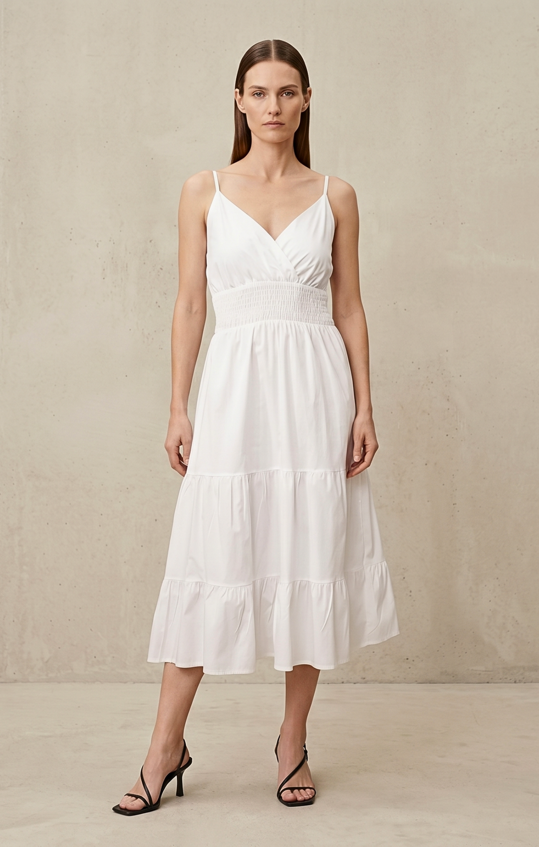 Lucille Smocked Tiered Midi Dress