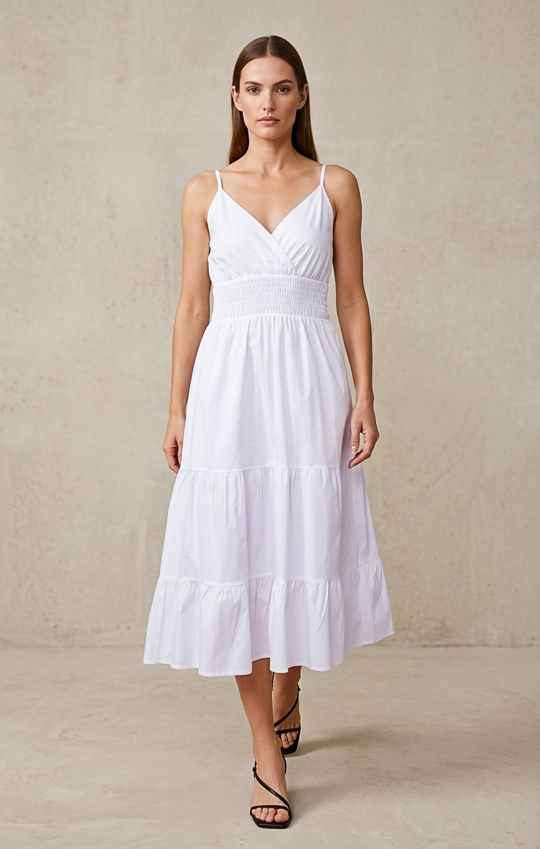 Lucille Smocked Tiered Midi Dress