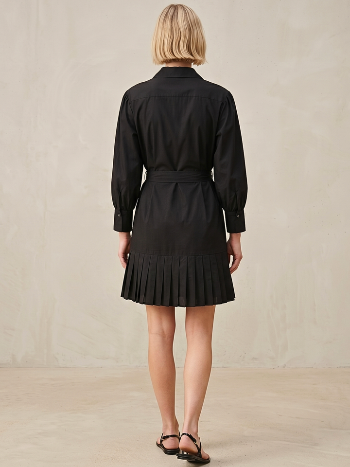 MABEL SHIRTDRESS WITH PLEATED HEM