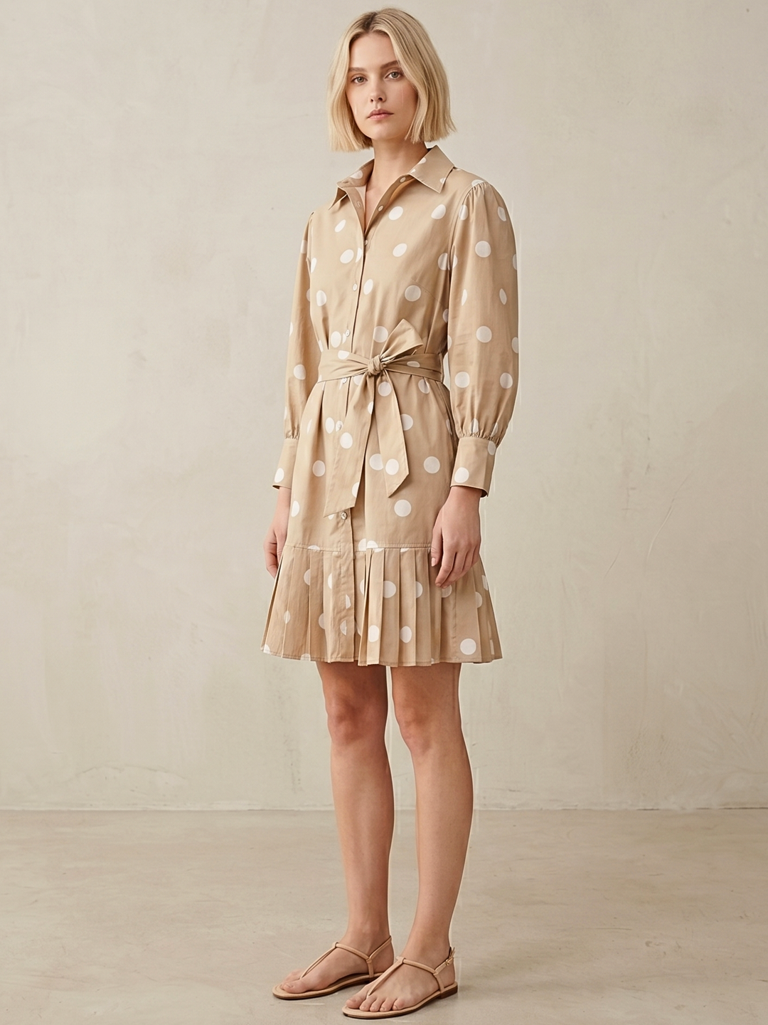 MABEL SHIRTDRESS WITH PLEATED HEM