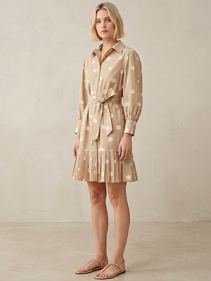 MABEL SHIRTDRESS WITH PLEATED HEM