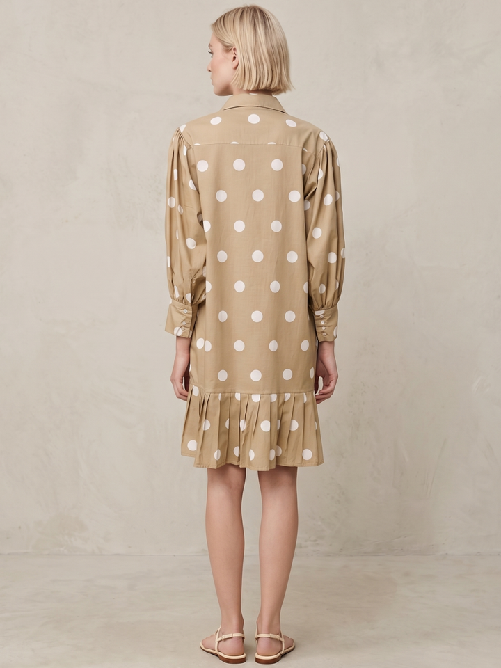 MABEL SHIRTDRESS WITH PLEATED HEM