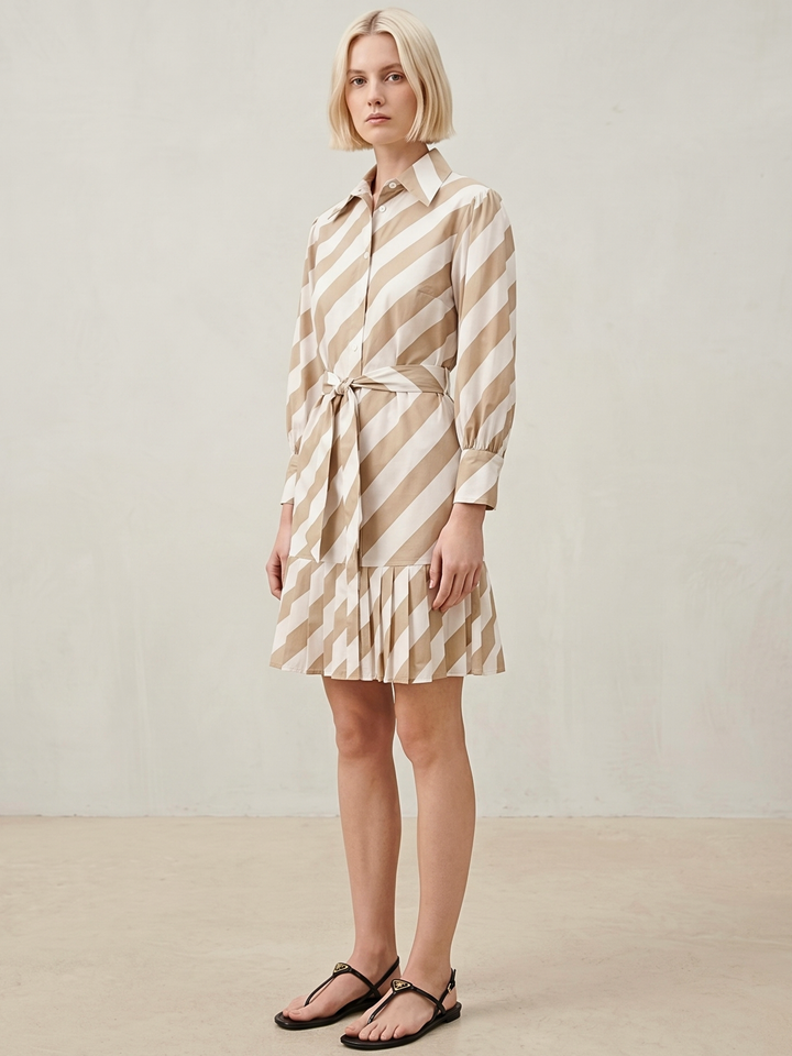 MABEL SHIRTDRESS WITH PLEATED HEM