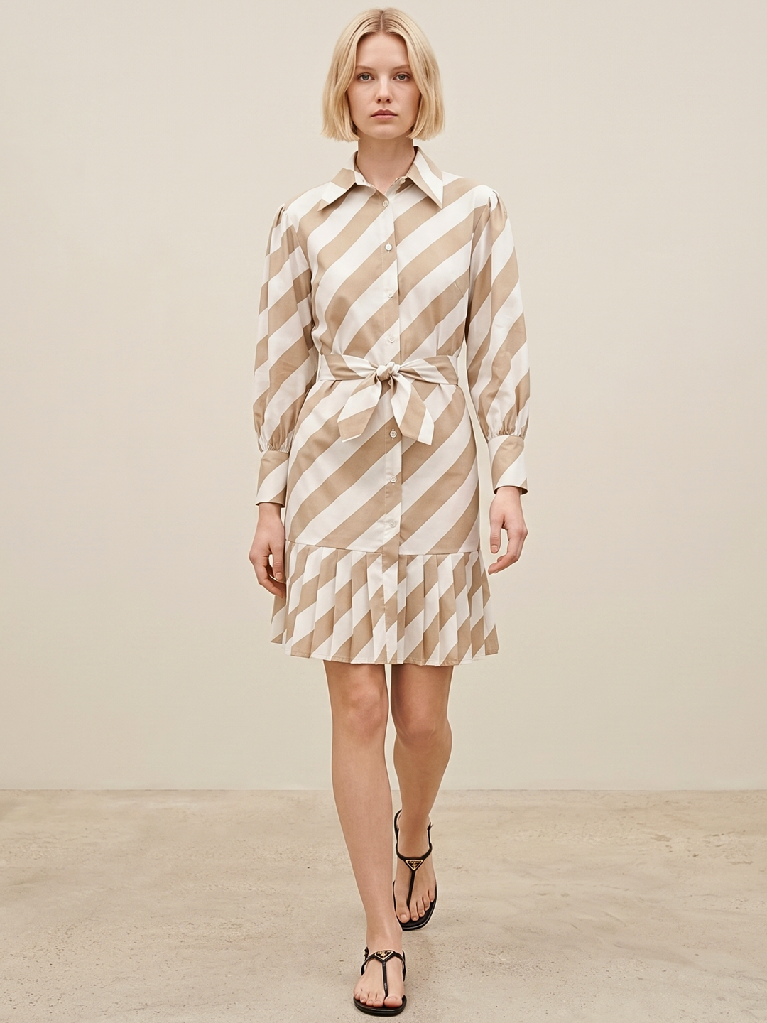 MABEL SHIRTDRESS WITH PLEATED HEM