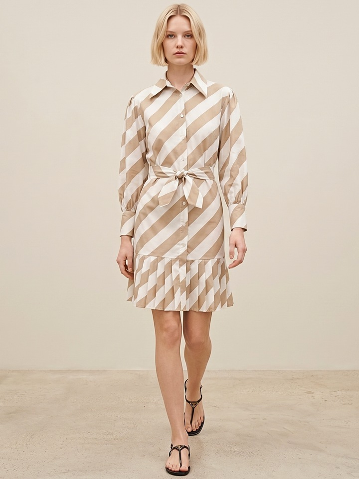 MABEL SHIRTDRESS WITH PLEATED HEM