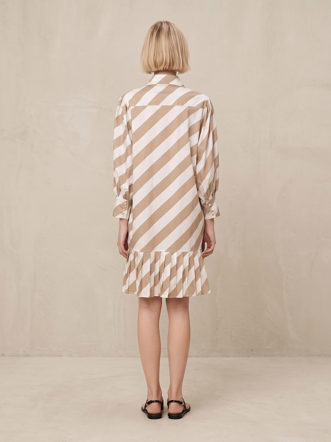 MABEL SHIRTDRESS WITH PLEATED HEM