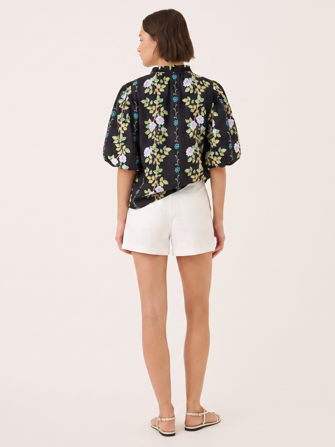 Mariana Floral Vine Puff-Sleeve Blouse