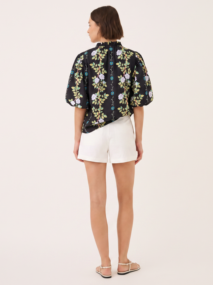 Mariana Floral Vine Puff-Sleeve Blouse
