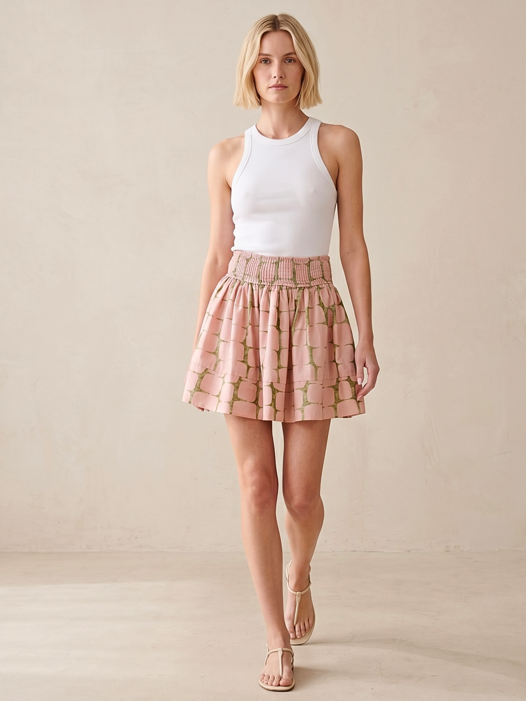 Melanie Effortless Smocked Mini Skirt