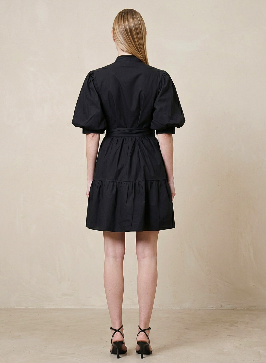 MINA COTTON PUFF SLEEVE BUTTON DOWN DRESS