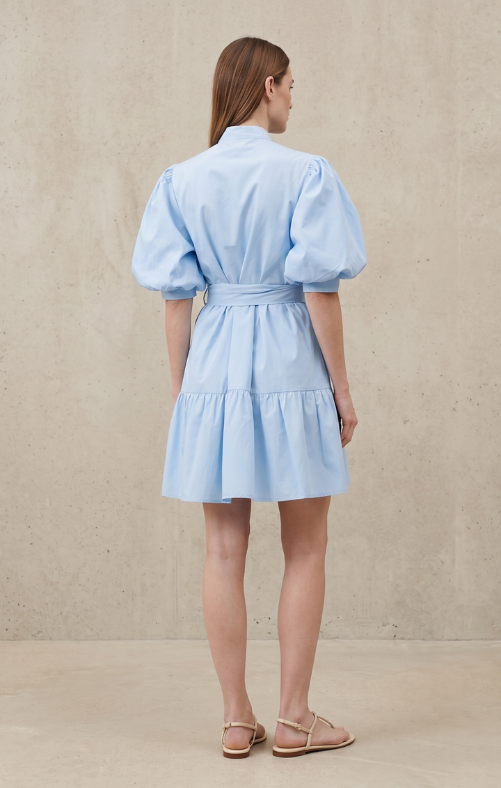 MINA COTTON PUFF SLEEVE BUTTON DOWN DRESS