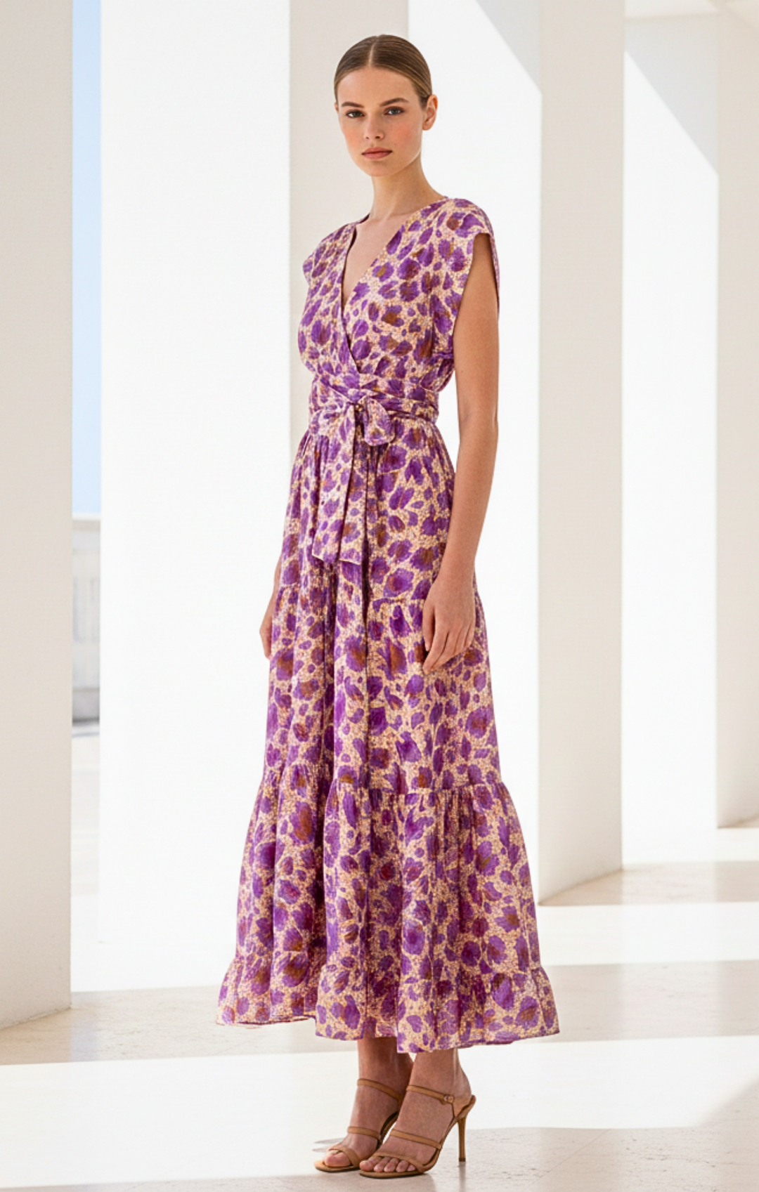 Mishal Tiered Satin Maxi Dress