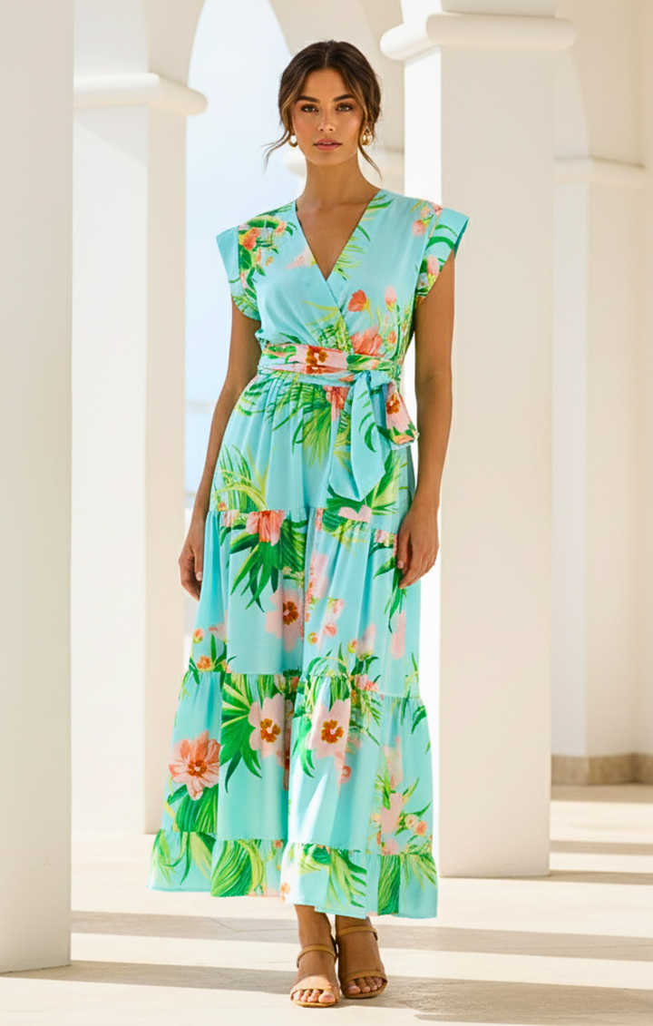 Mishal Tiered Satin Maxi Dress