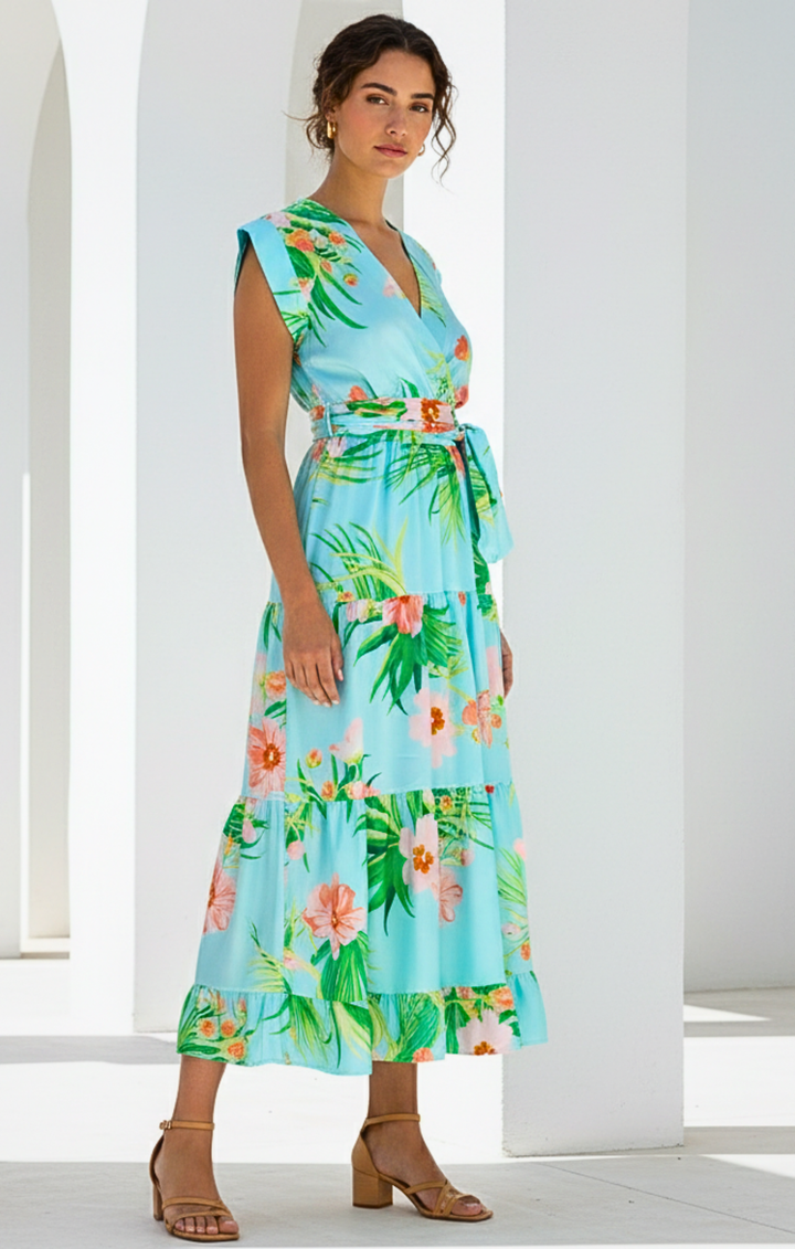Mishal Tiered Satin Maxi Dress